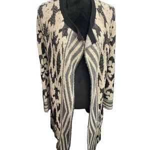 Lucky Brand Long Cardigan Medium Black/TanWomen's Sweater‎